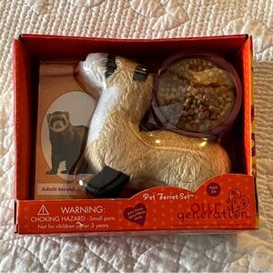 Our Generation OG  Pet Ferret Set for 18" Dolls NEW Plush Food Accessories Doll